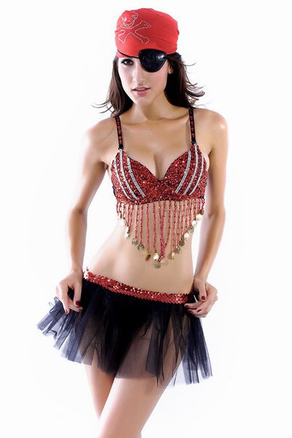 Halloween Costume Sequin Studded Pirate Suit - Click Image to Close